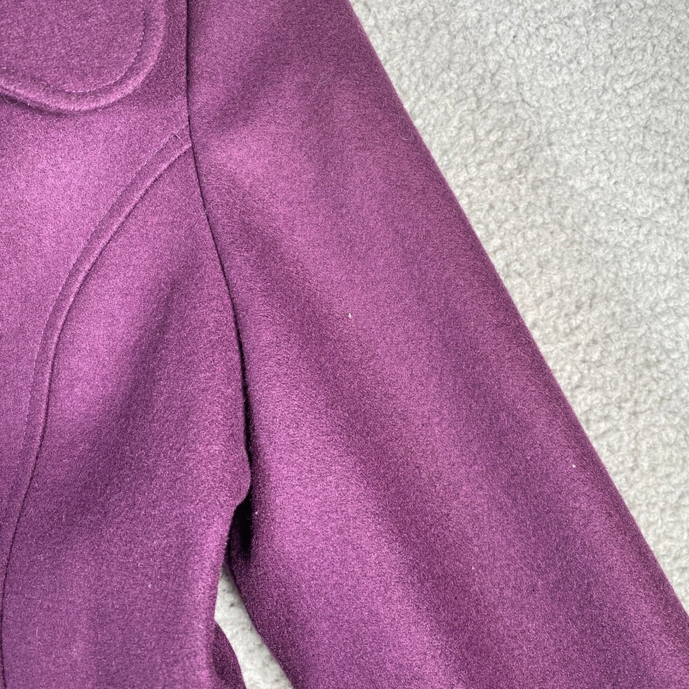 Tulle Purple Wool Blend Coat Button Front Lapel Collar Lined Women's Size L - Picture 5 of 16